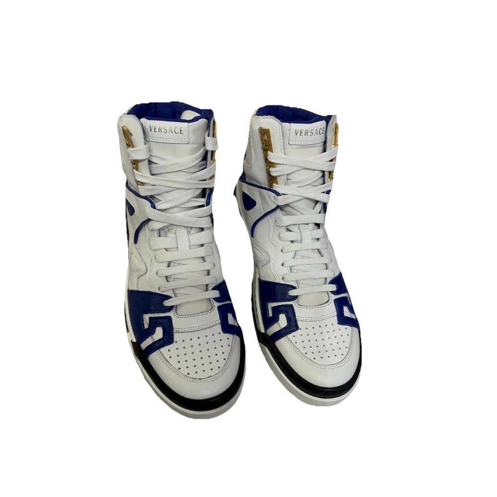 Versace Tribute UFC White Blue Gold High Top Sneakers Size 40 EU New